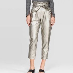 WHO WHAT WEAR metallic paper bag waist mid rise